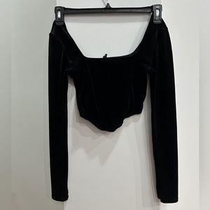 H&M DIVIDED Cropped Black Velez Corset Style Long Sleeve Shirt